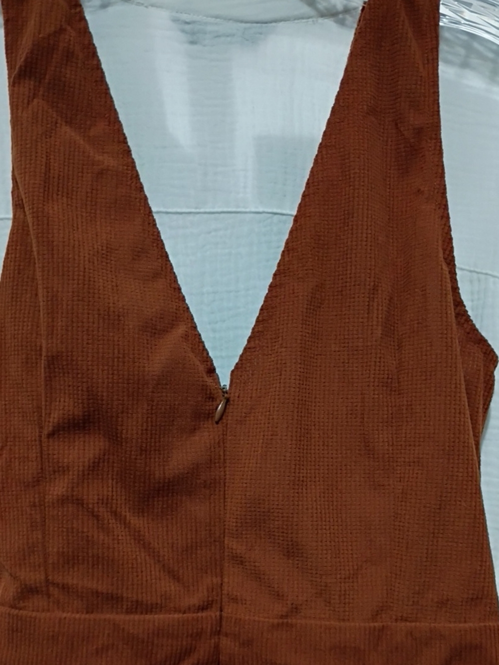 CUPSHE Brown Corduroy Wrap Romper Dress with Tie Waist Size Medium NWOT - Picture 7 of 9